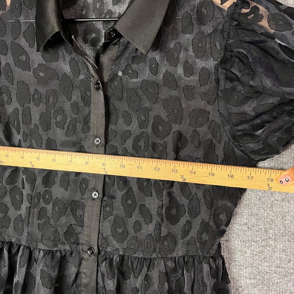 English Factory Tiered Maxi Dress Size S Black Leopard Puff Sleeve - Picture 5 of 10